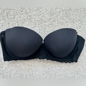 Aerie Black Lace Strapless Bra 34C